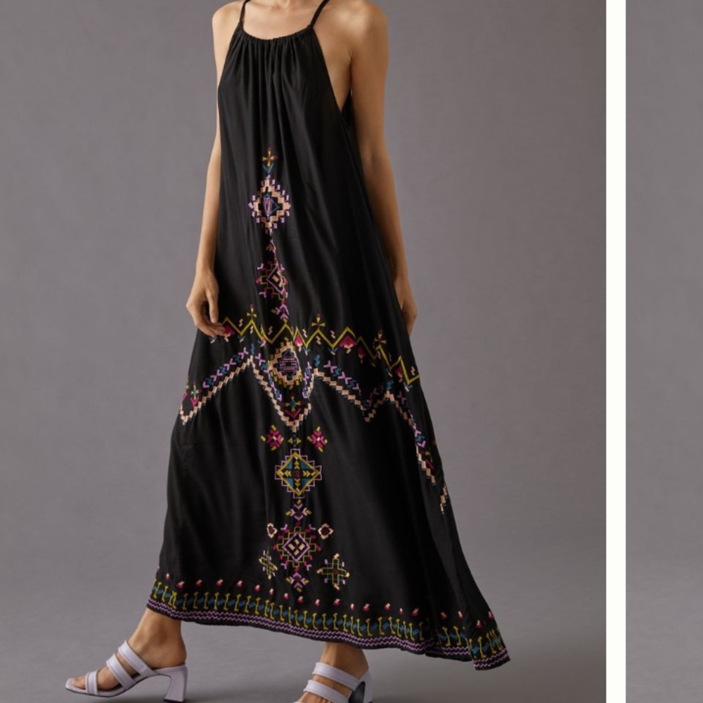 Anthropologie Embroidered Maxi Dress